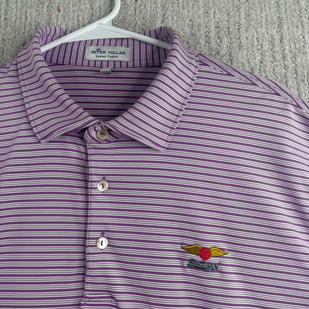 Peter Millar Summer Comfort Baltusrol Golf Club Polo Shirt Mens Size L Purple